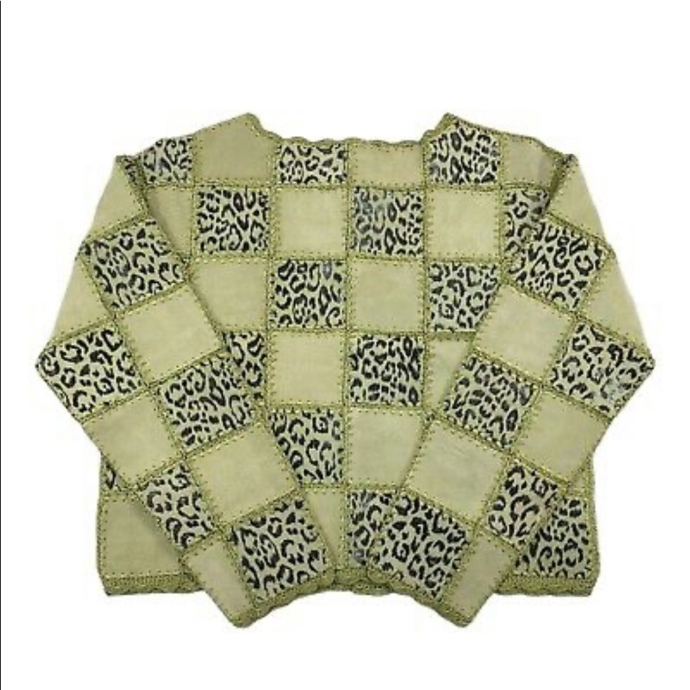 Smh Boutique Leather Patchwork Jacket Green Large - image 2